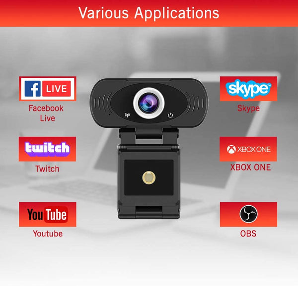 Webcam HD 1080P, caméra rotative avec Microphone, prise USB, pour PC, Mac,  ordinateur portable, appels vidéo , Skype 